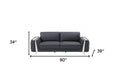 90" Gray Italian Leather Sofa With Silver Legs on a white background