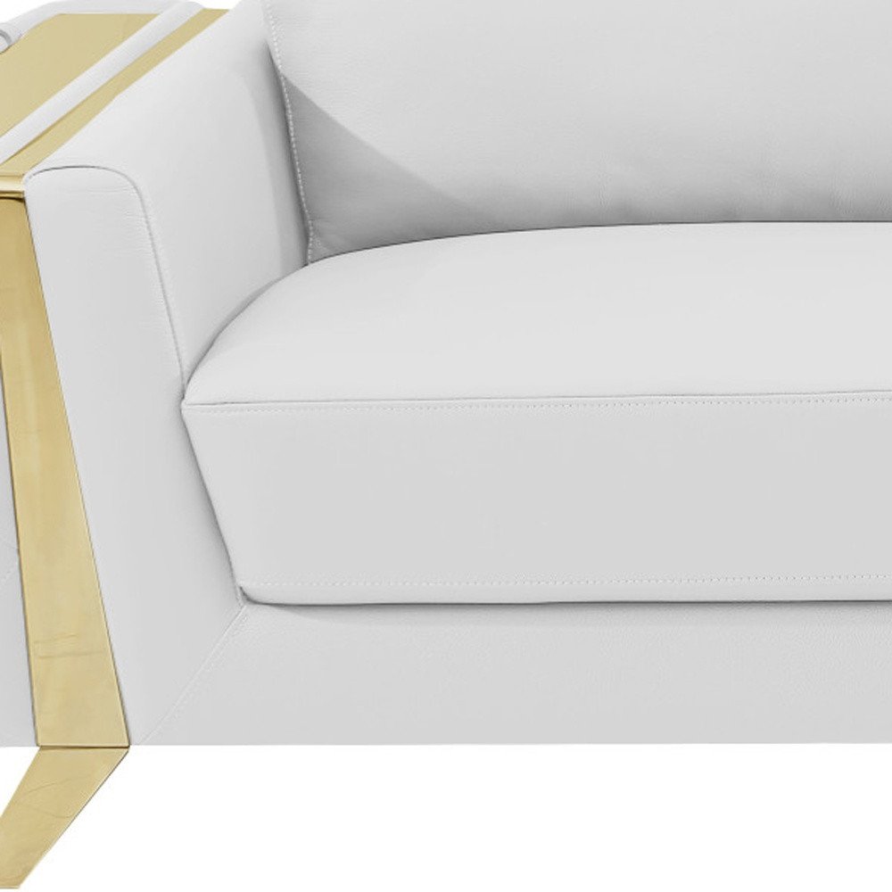 90" Gray Italian Leather Sofa With Silver Legs