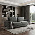 90" Gray Velvet Sofa With Silver Legs
