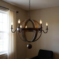 Brown Unique Statement Six Light Metal Chandelier