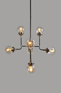 Silver Sputnik Eight Light Metal Chandelier With Clear Shades on a white background