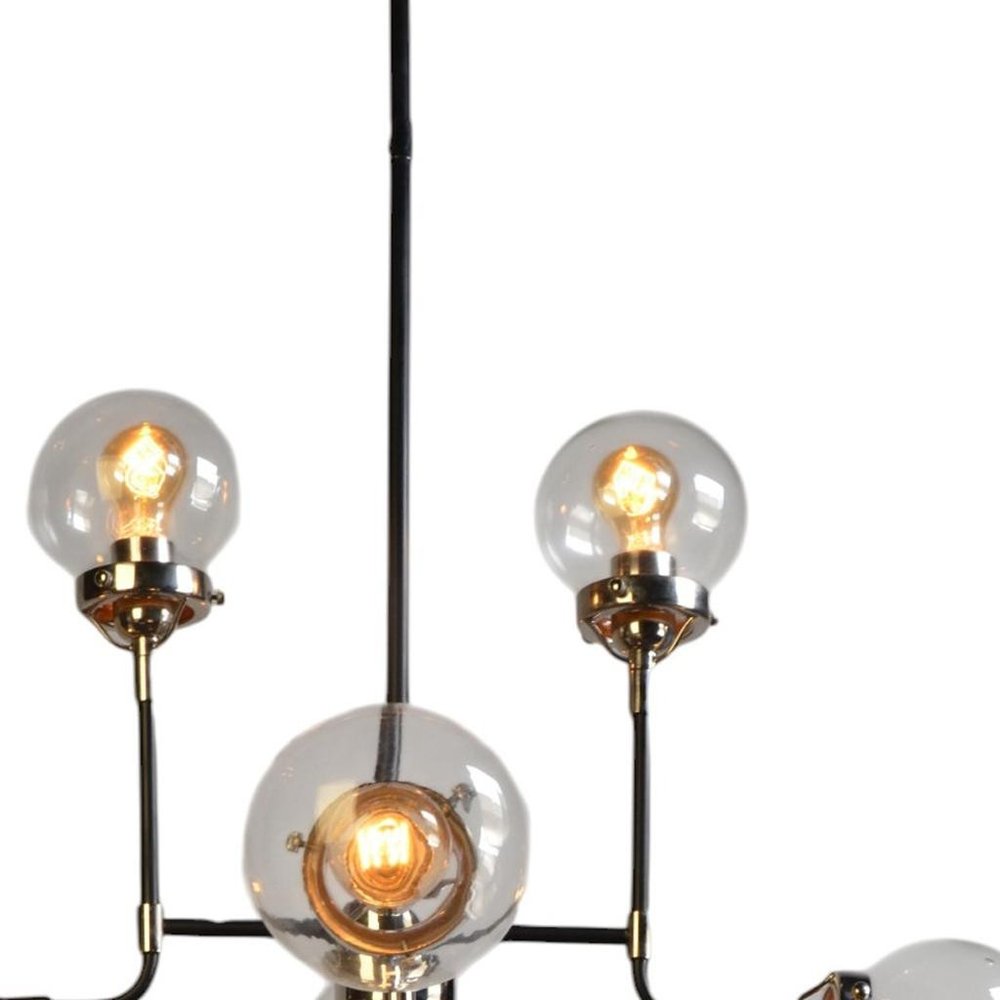 Silver Sputnik Eight Light Metal Chandelier With Clear Shades on a white background