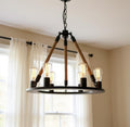 Brown And Black Unique Statement Six Light Metal Chandelier close-up detail