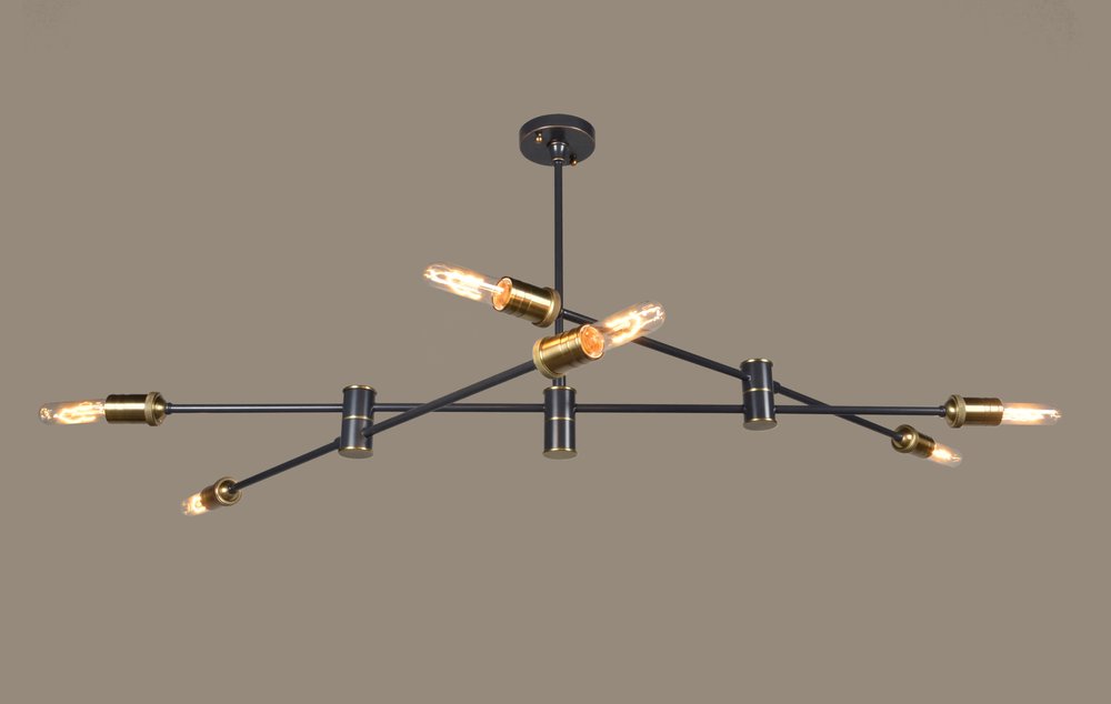 Bronze Sputnik Six Light Metal Chandelier