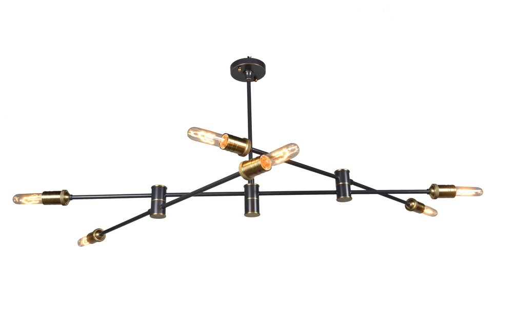 Bronze Sputnik Six Light Metal Chandelier on a white background