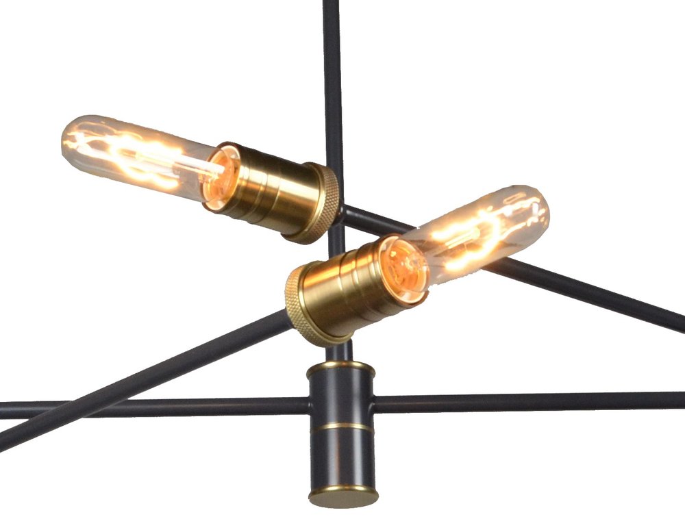 Bronze Sputnik Six Light Metal Chandelier on a white background
