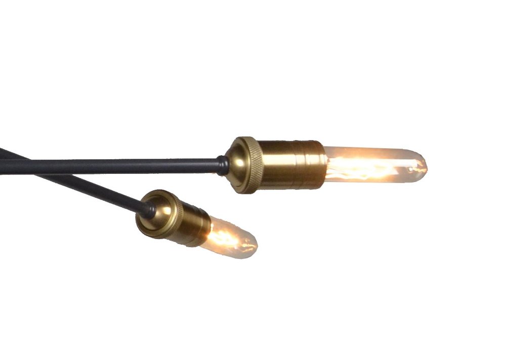 Bronze Sputnik Six Light Metal Chandelier on a white background