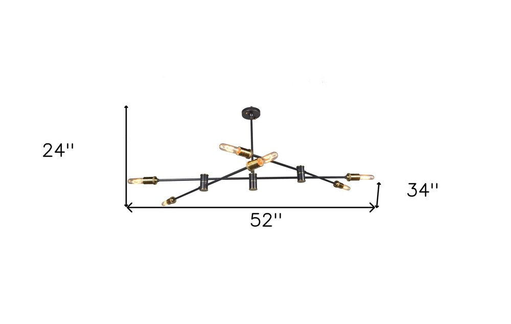 Bronze Sputnik Six Light Metal Chandelier on a white background