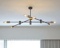 Bronze Sputnik Six Light Metal Chandelier close-up detail