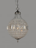Silver Unique Statement Metal and Crystal Glass Chandelier With Clear Shades on a white background