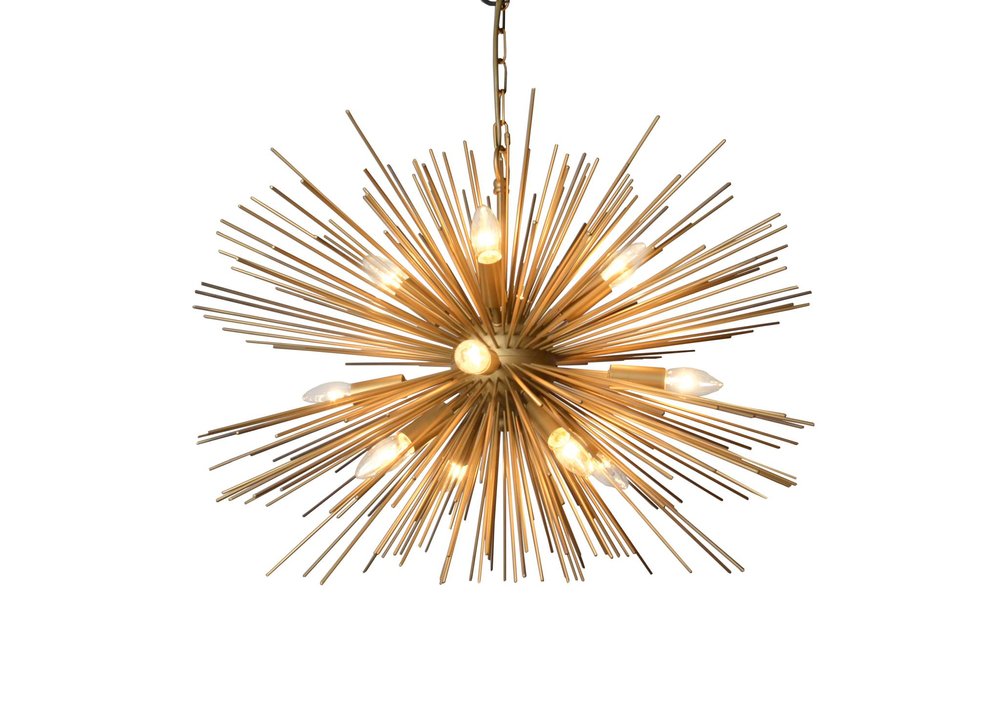 Gold Sputnik Twelve Light Metal Chandelier