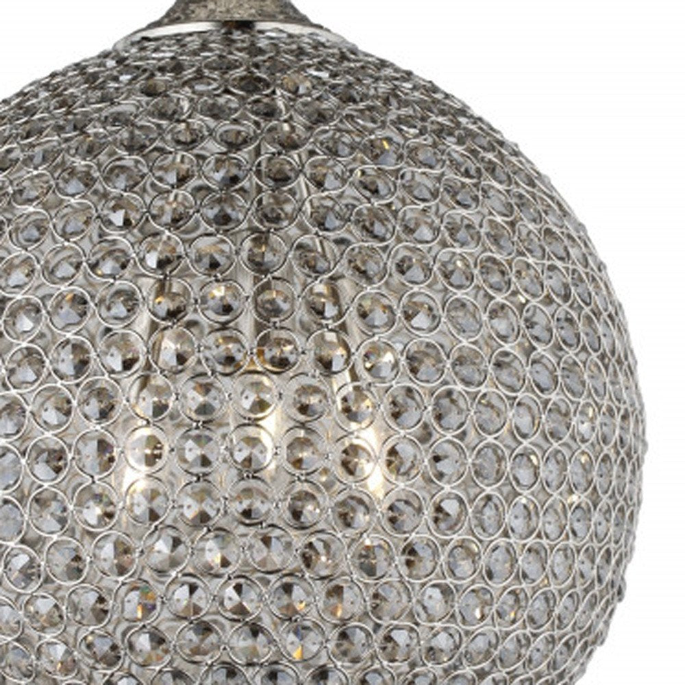Silver Unique Statement Three Light Metal and Crystal Glass Chandelier With Clear Shades - 22.00" H x 17.00" W x 17.00" D