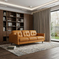 83" Orange Leather Sofa With Black Legs