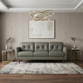 83" Green Leather Sofa With Black Legs