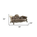 96" Bone Velvet Sofa And Toss Pillows With Gold Legs on a white background