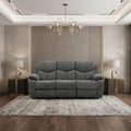 82" Gray Chenille Reclining Sofa With Black Legs