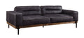 96" Ebony Top Grain Leather Sofa With Black Legs on a white background