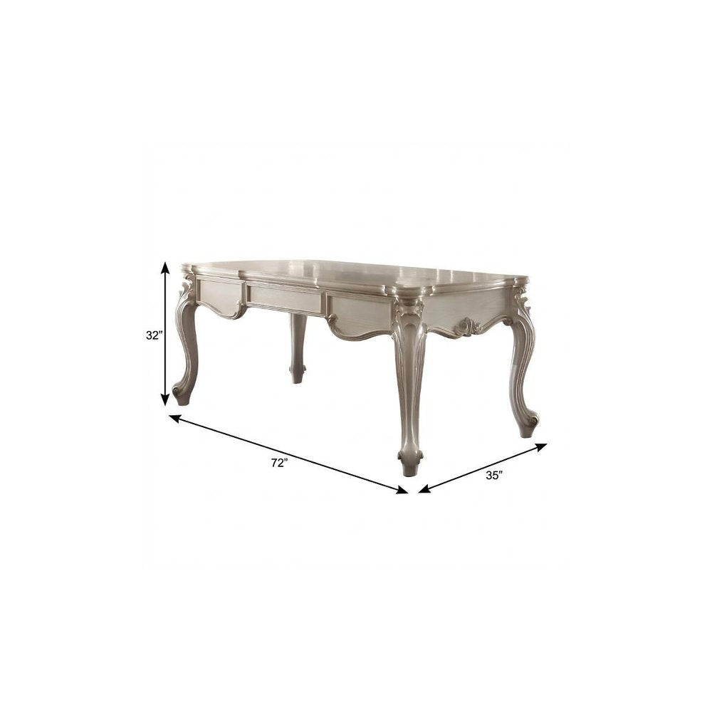 72" White Wood Executive Desk With Three Drawers on a white background