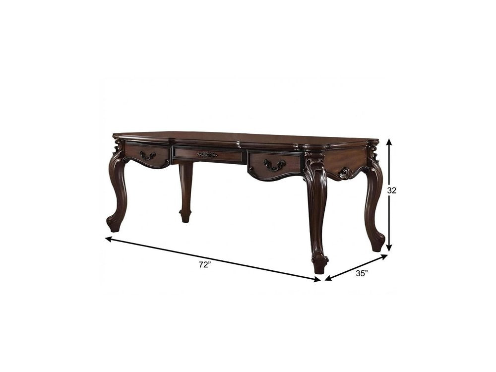 72" Dark Brown Wood Executive Desk With Three Drawers on a white background