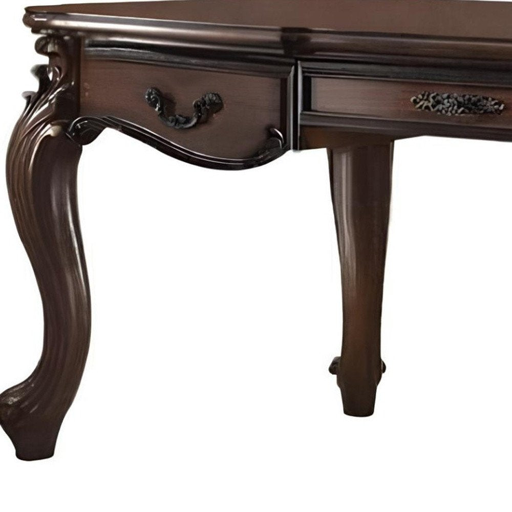 72" Dark Brown Wood Executive Desk With Three Drawers on a white background