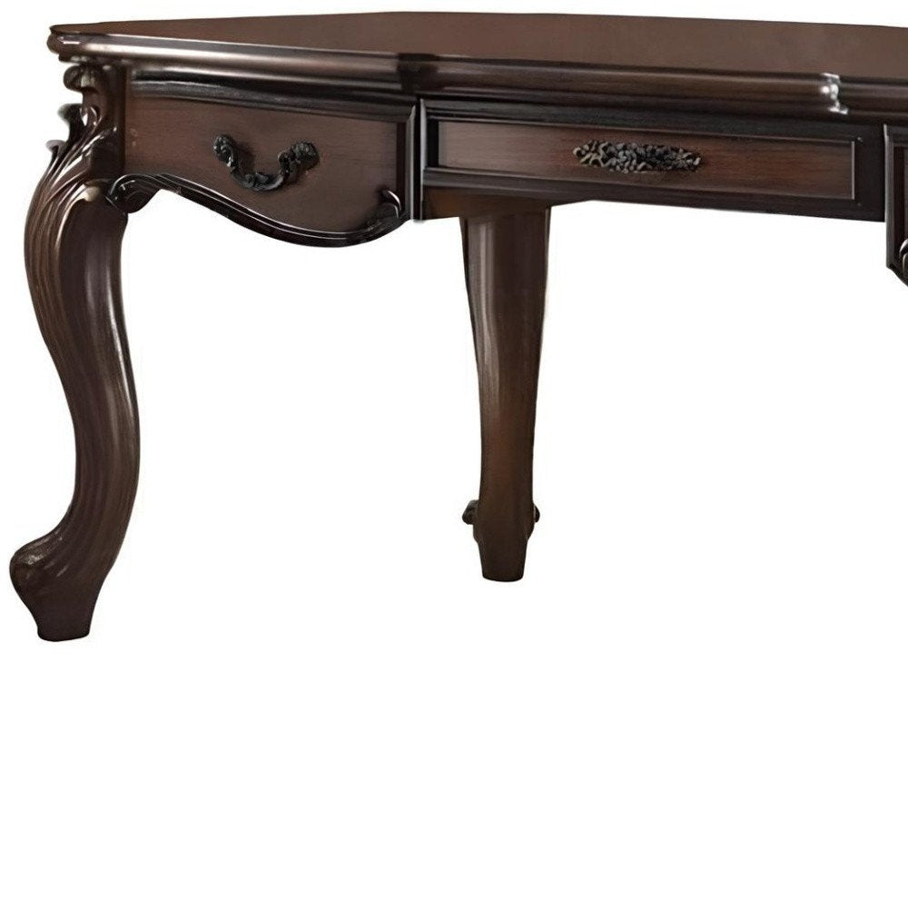 72" Dark Brown Wood Executive Desk With Three Drawers on a white background