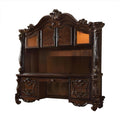 76" Dark Brown Wood Peninsula Credenza Desk With Four Cabinets Three Drawers on a white background
