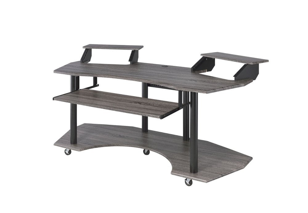 71" Dark Gray and Black Music Recording Studio Desk on a white background