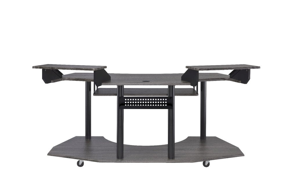 71" Dark Gray and Black Music Recording Studio Desk on a white background