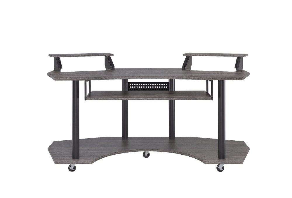 71" Dark Gray and Black Music Recording Studio Desk on a white background