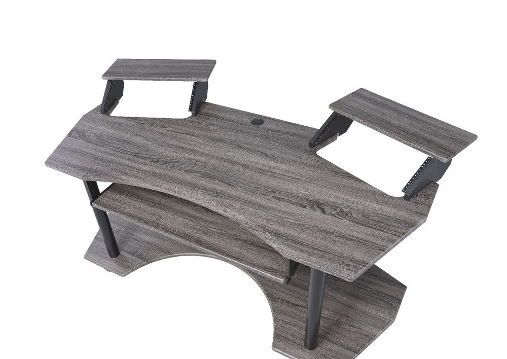 71" Dark Gray and Black Music Recording Studio Desk on a white background