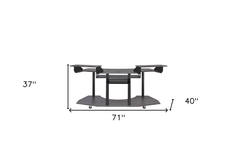 71" Dark Gray and Black Music Recording Studio Desk on a white background