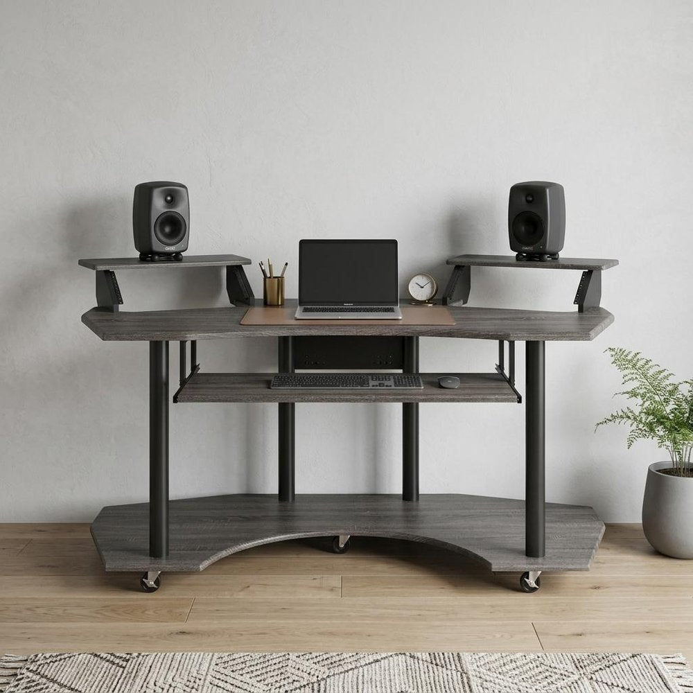 71" Dark Gray and Black Music Recording Studio Desk