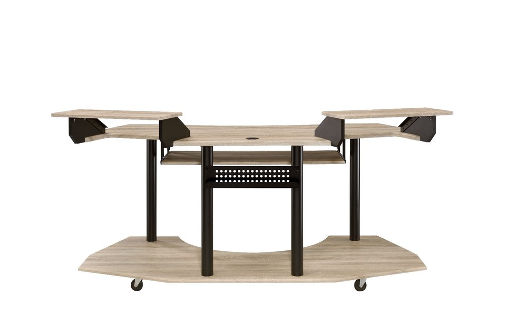 71" Natural and Black Music Recording Studio Desk on a white background