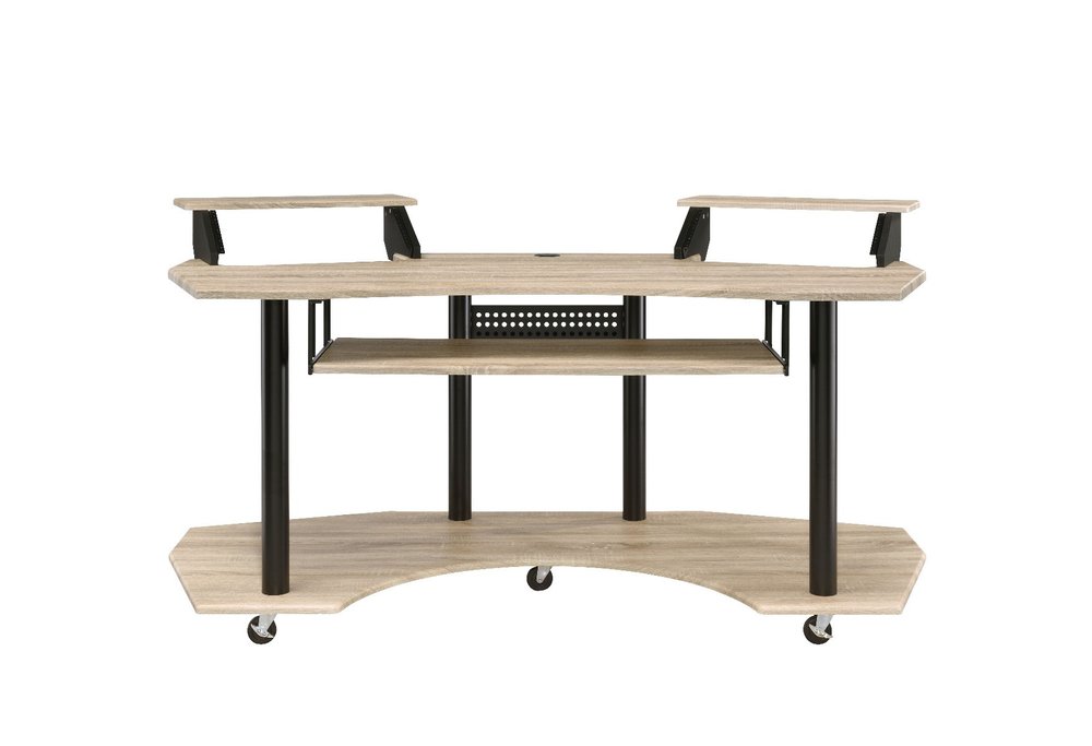 71" Natural and Black Music Recording Studio Desk on a white background