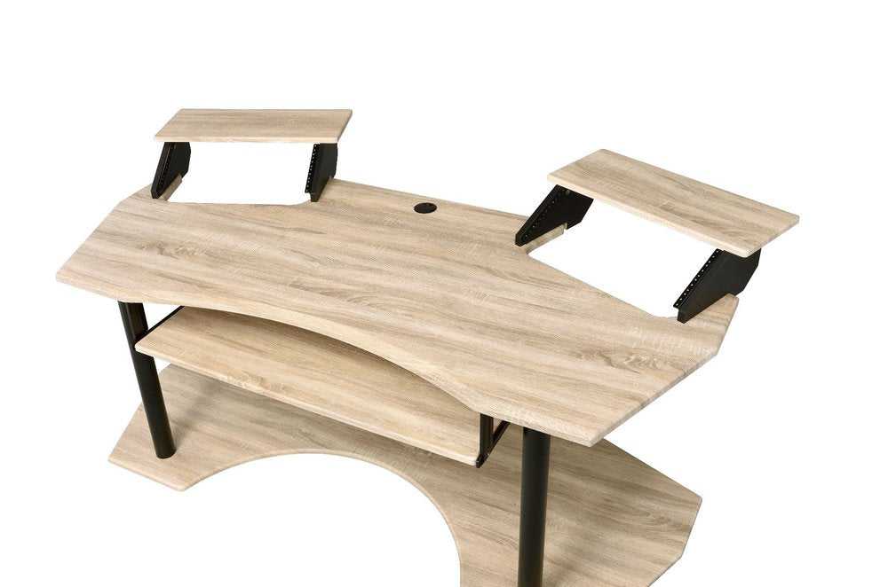 71" Natural and Black Music Recording Studio Desk on a white background