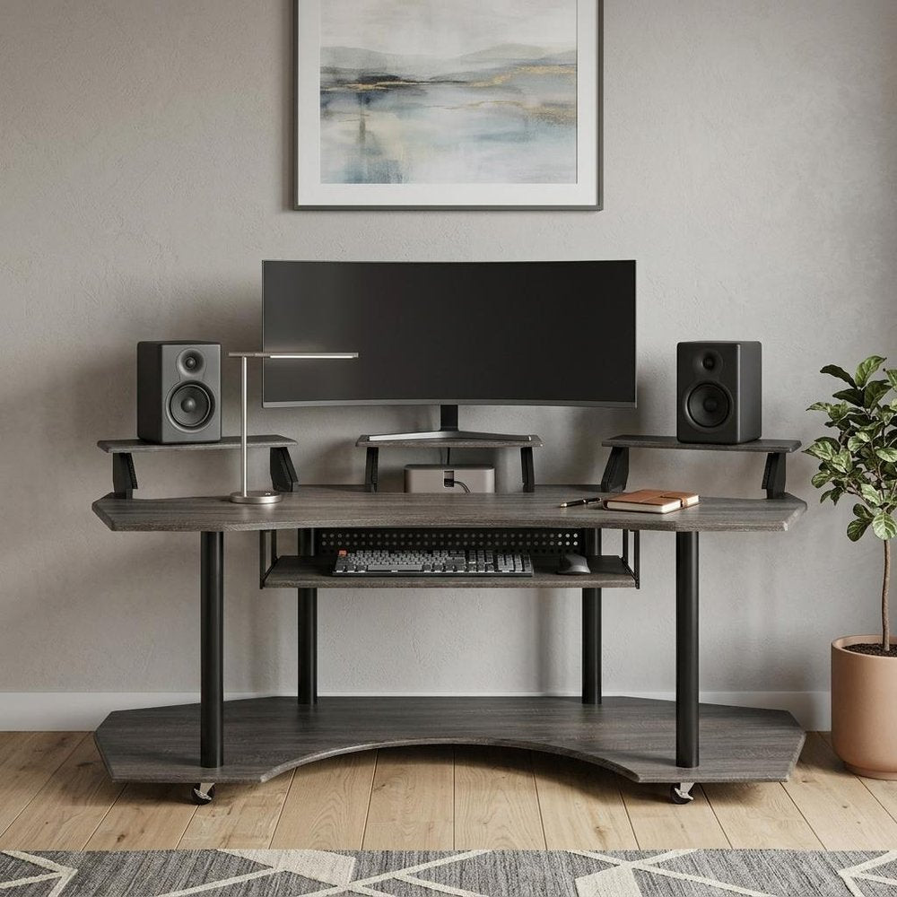 83" Black Music Recording Studio Desk