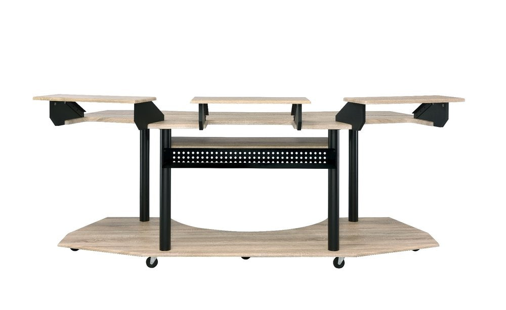 83" Natural and Black Music Recording Studio Desk on a white background