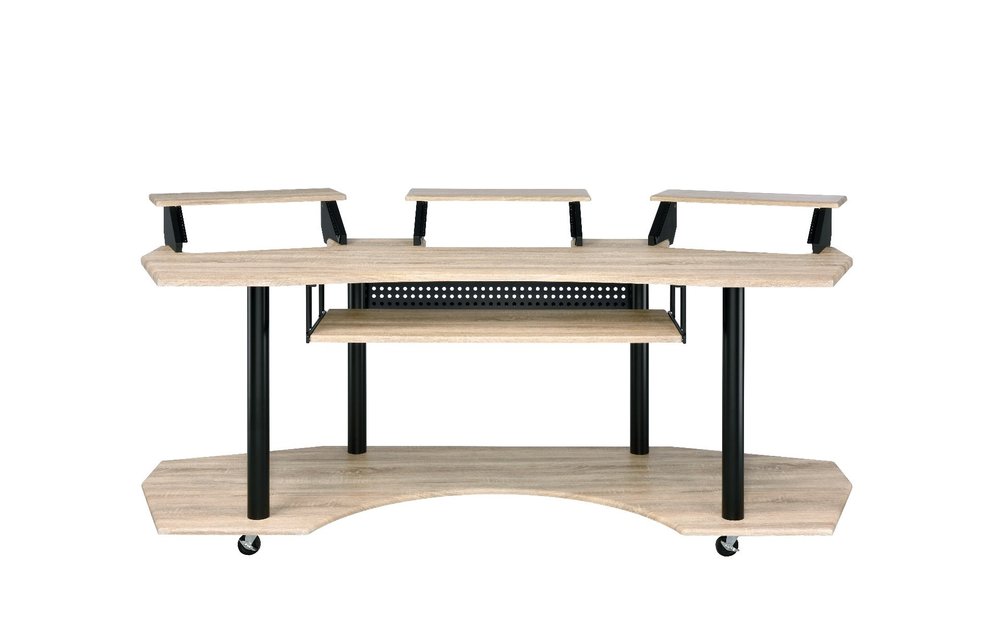 83" Natural and Black Music Recording Studio Desk on a white background
