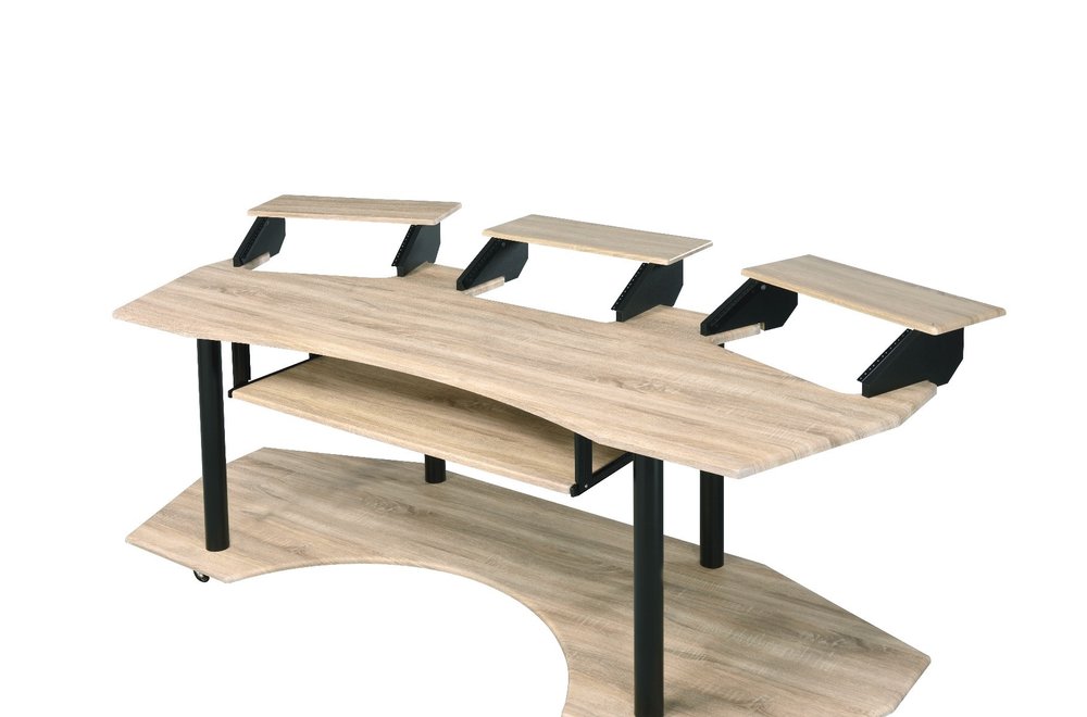 83" Natural and Black Music Recording Studio Desk on a white background