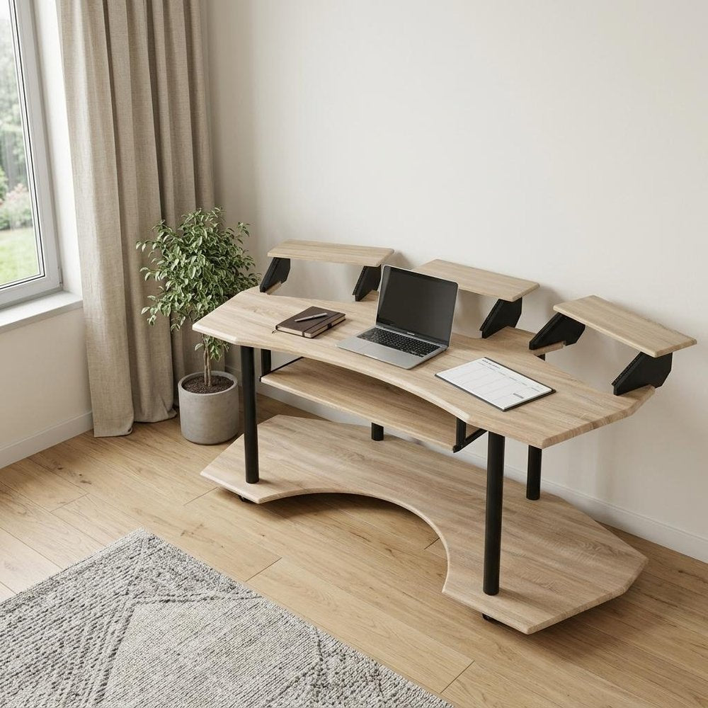 83" Natural and Black Music Recording Studio Desk
