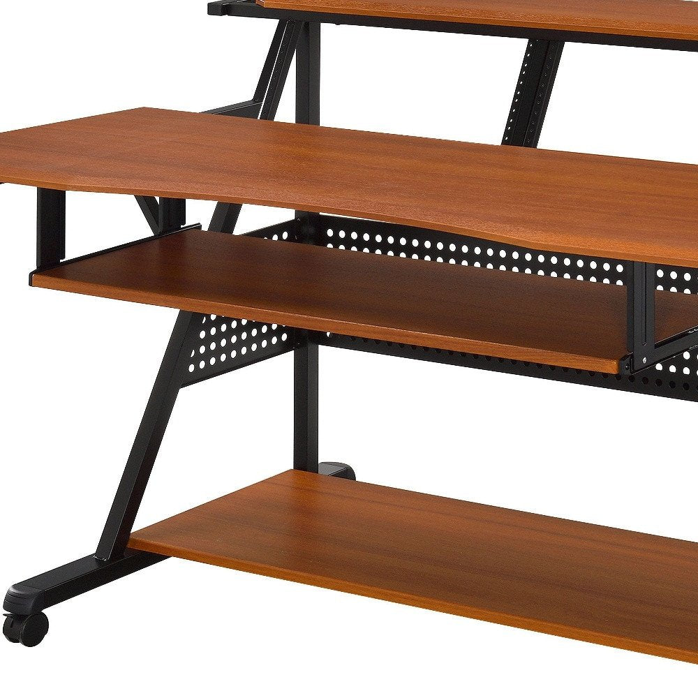 67" Brown and Black Music Desk. Desk isolated on a plain white background, showing its black color.