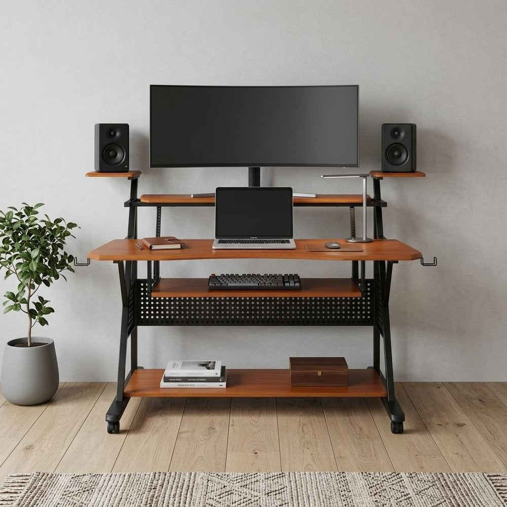 67" Brown and Black Music Desk