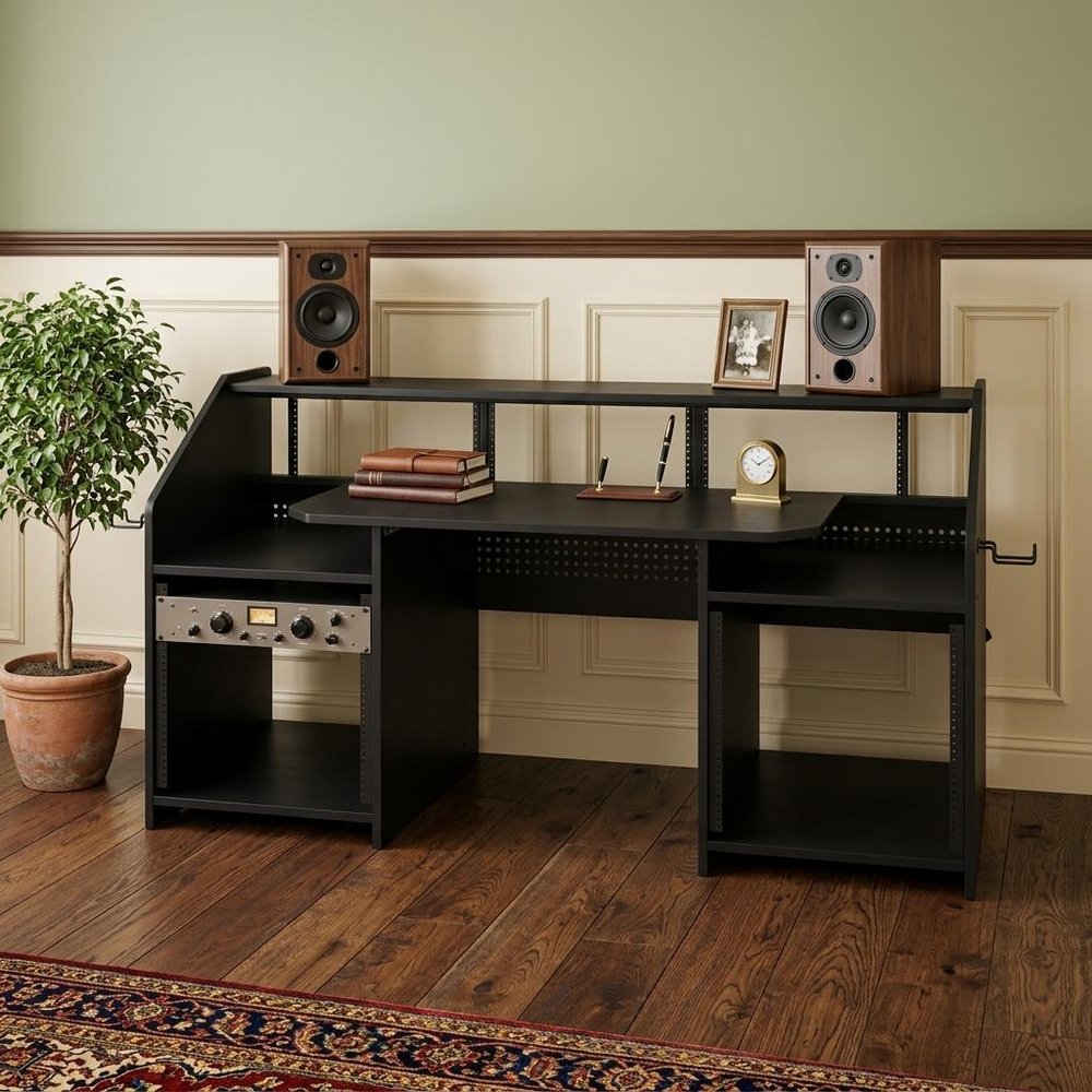 71" Black Music Desk