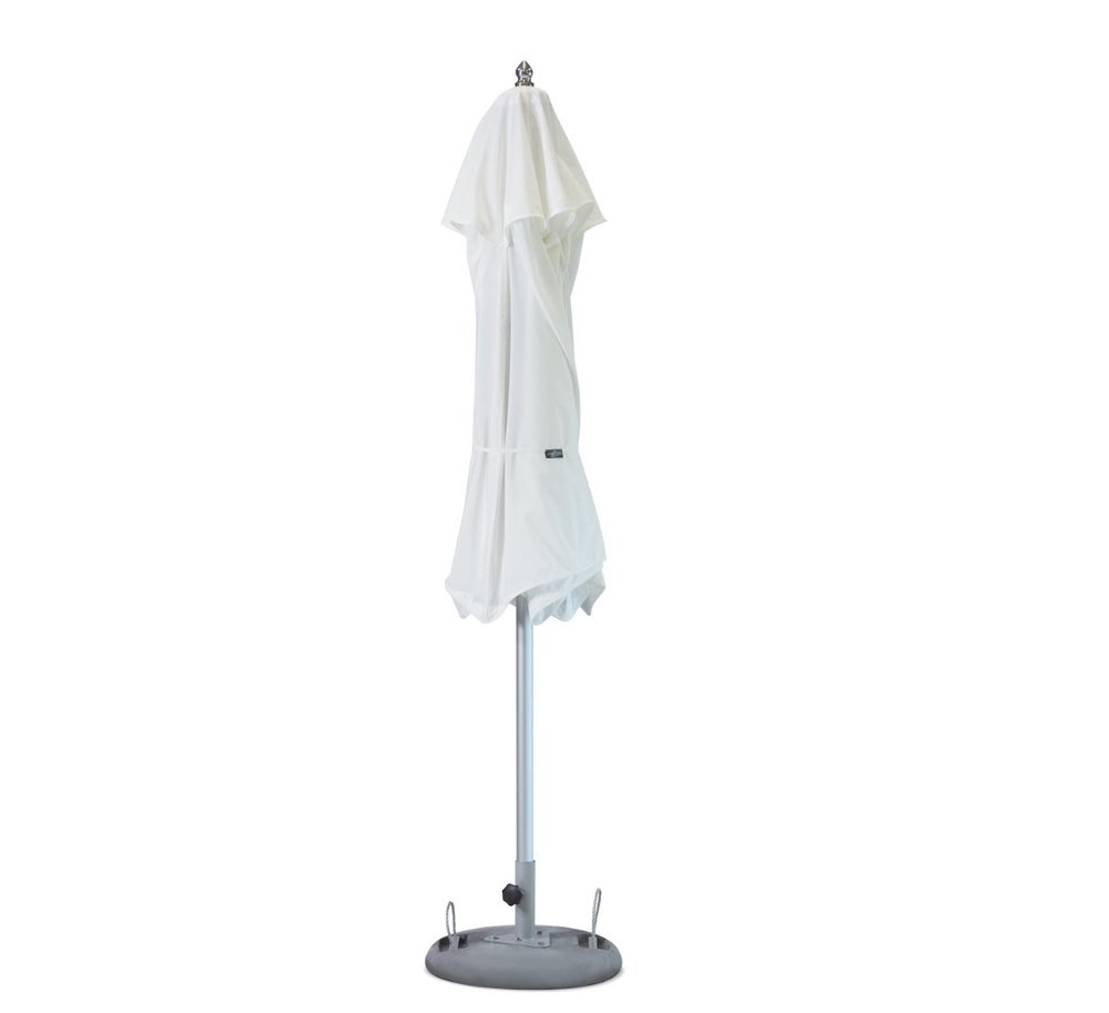 8' White Polyester Square Market Patio Umbrella on a white background