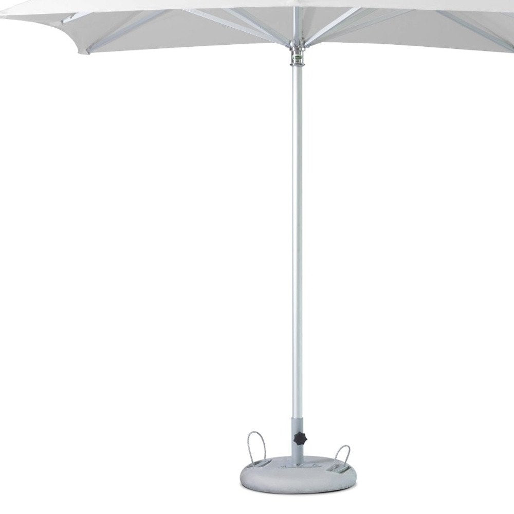 8' White Polyester Square Market Patio Umbrella on a white background