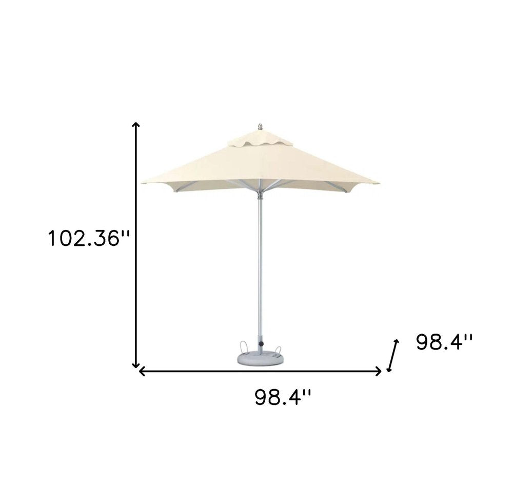 8' Ecru Polyester Square Market Patio Umbrella on a white background