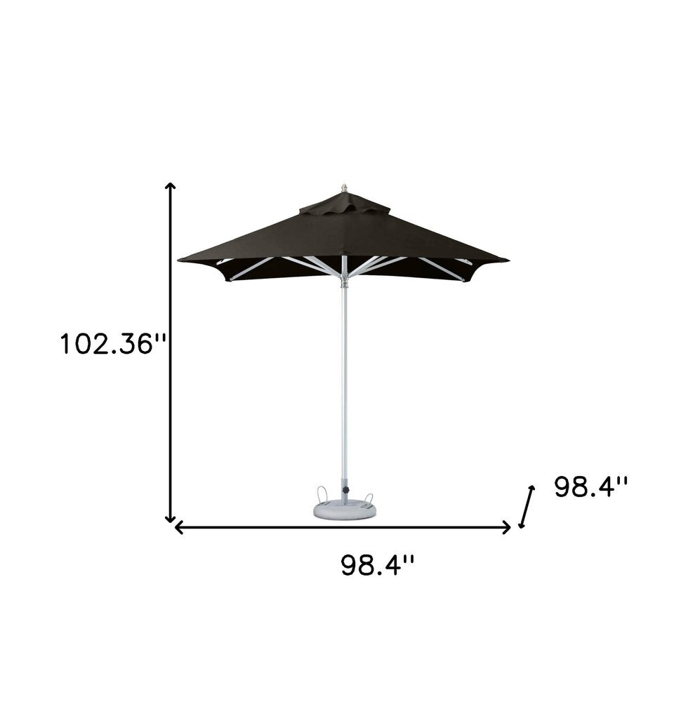 8' Black Polyester Square Market Patio Umbrella on a white background