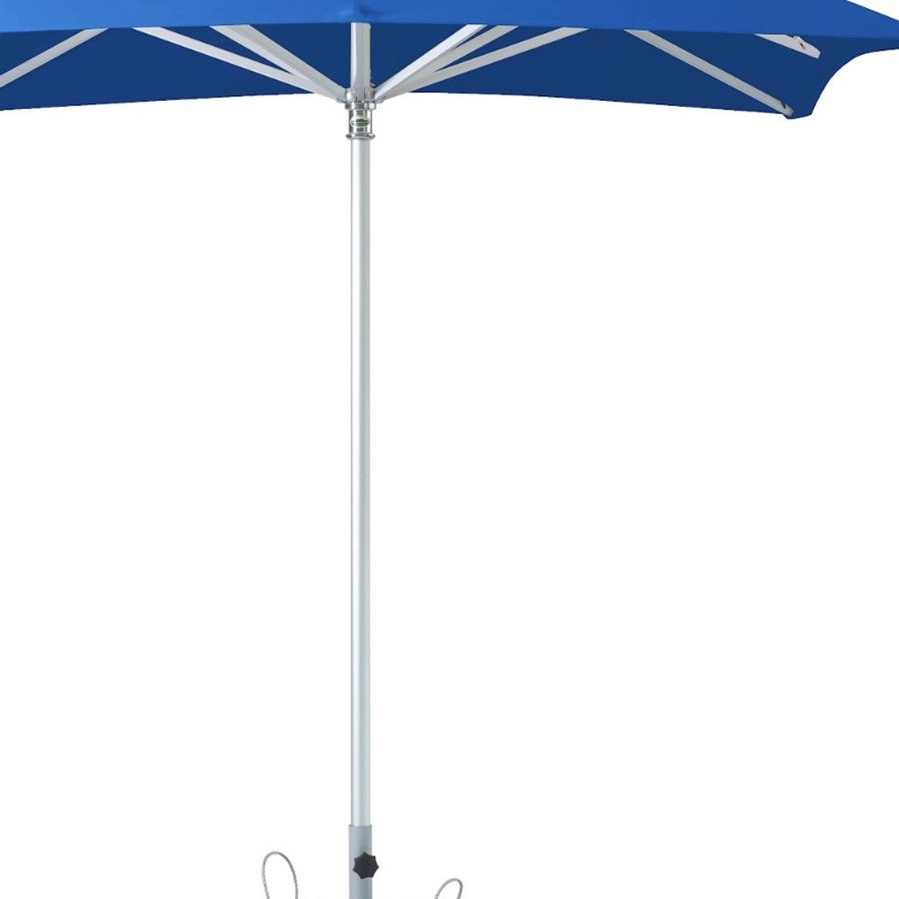 8' Blue Polyester Square Market Patio Umbrella on a white background