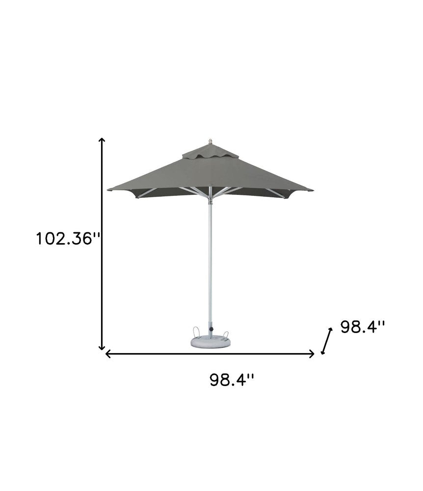 8' Charcoal Polyester Square Market Patio Umbrella on a white background
