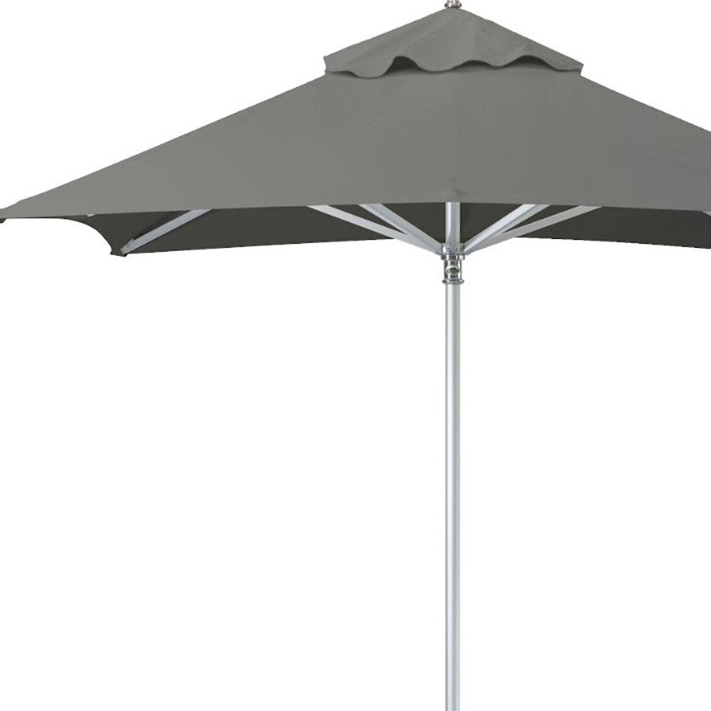 8' Charcoal Polyester Square Market Patio Umbrella on a white background